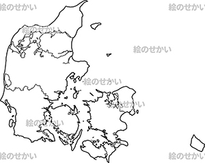 デンマークの白地図サンプル