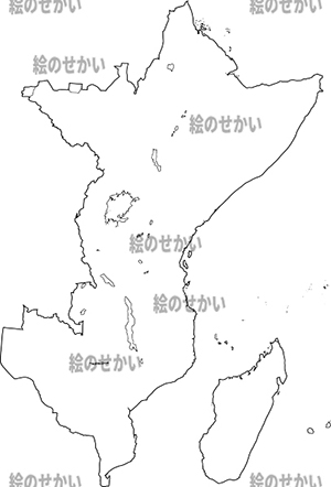 東アフリカの白地図サンプル