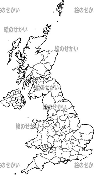 イギリスの白地図サンプル