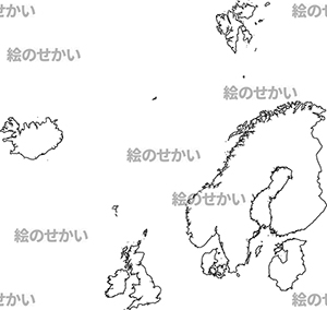 北ヨーロッパの白地図サンプル