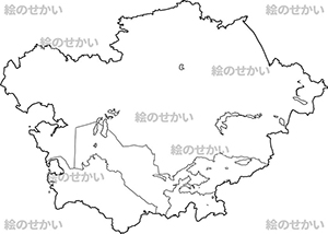 中央アジア(州境線あり)の白地図サンプル