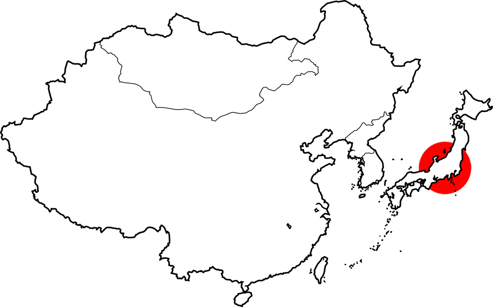 東アジアの白地図カラーサンプル