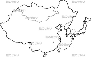 東アジア(国境線あり)の白地図サンプル