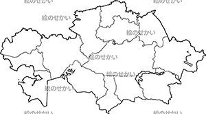 カザフスタンの白地図サンプル