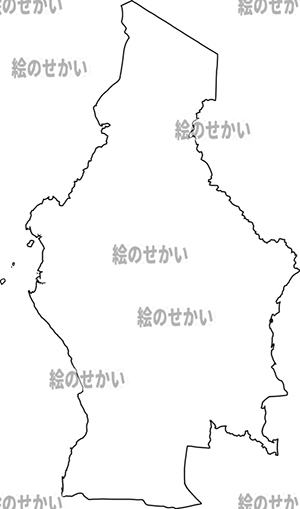 中央アフリカの白地図サンプル