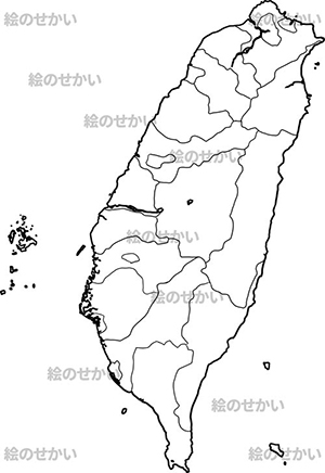 台湾の白地図サンプル