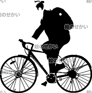 自転車に乗る人物のシルエットイラスト