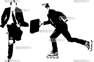 スケートをする人物のシルエットイラスト