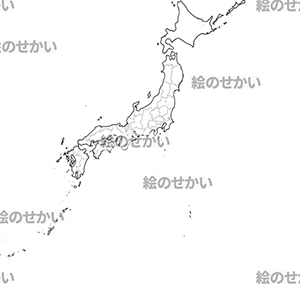 日本全域(県境線あり)の白地図サンプル