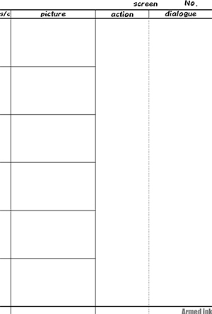 英語版絵コンテ用紙のテンプレート