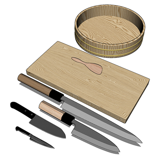 3D素材：包丁セット