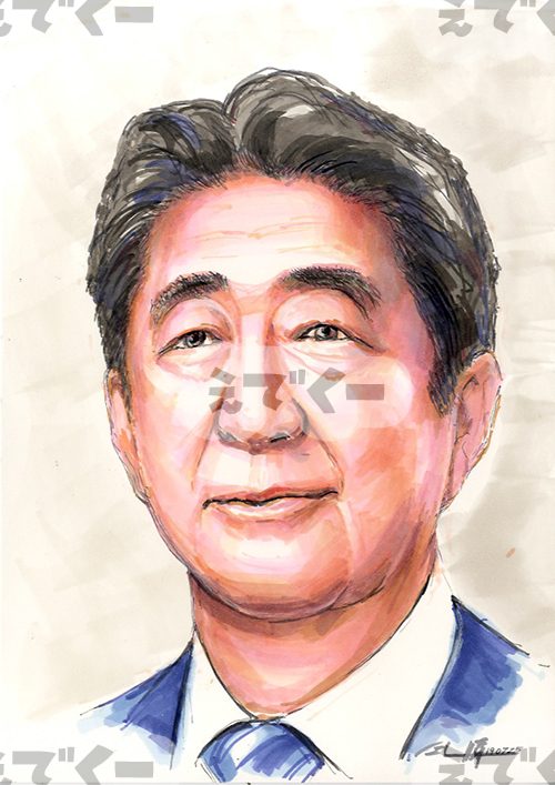 政治家の似顔絵：安倍晋三