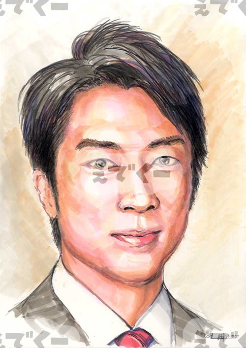 政治家の似顔絵:河野太郎